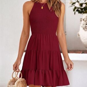 Elegant Burgundy Sleeveless Dress